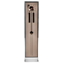 Retro Chrome and Smoked-Lucite Grandfather Clock by Howard Miller