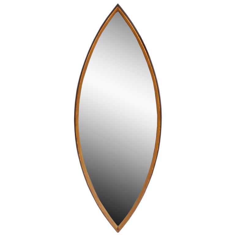 Gold Leaf Pointed Oval Mirror, Circa 1960s at 1stDibs