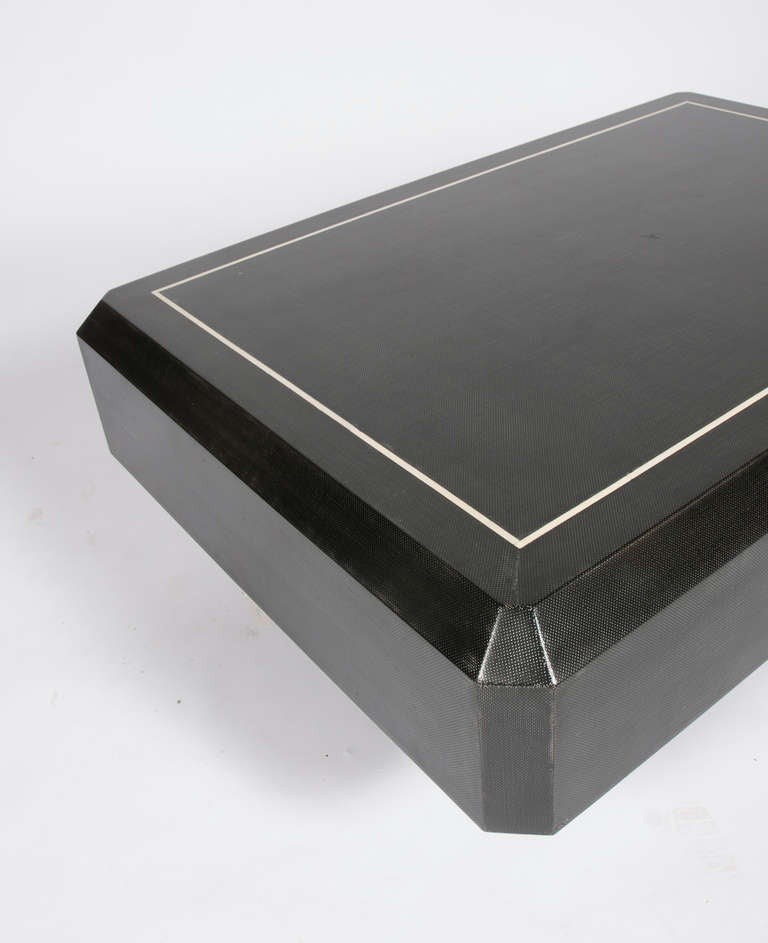 Lacquered 1970s Karl Springer Coffee Table with Illuminated Base