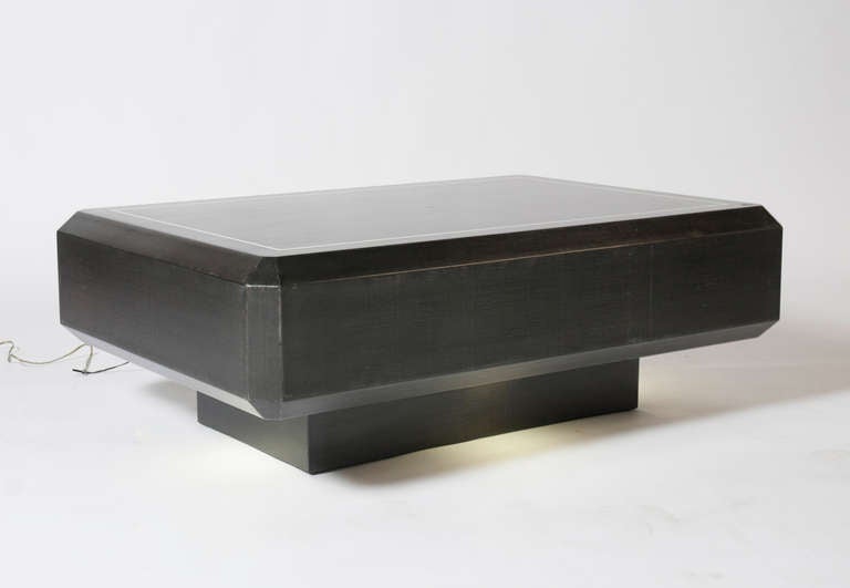 Fabric 1970s Karl Springer Coffee Table with Illuminated Base