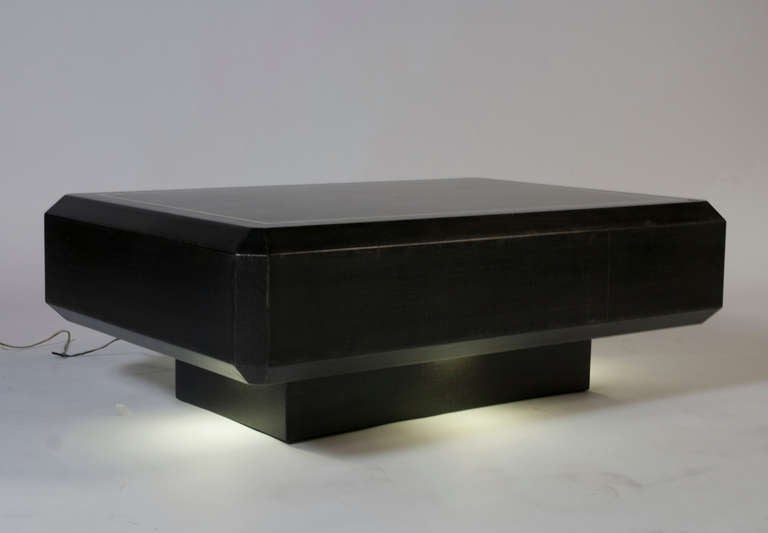 1970s Karl Springer Coffee Table with Illuminated Base 1