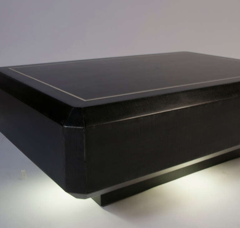 1970s Karl Springer Coffee Table with Illuminated Base 2