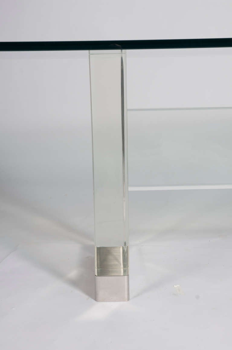 Lucite, Chrome and Glass Dining Table by Gary Strutin In Excellent Condition In Brooklyn, NY