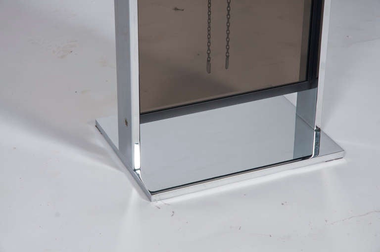 Chrome and Smoked-Lucite Grandfather Clock by Howard Miller 1