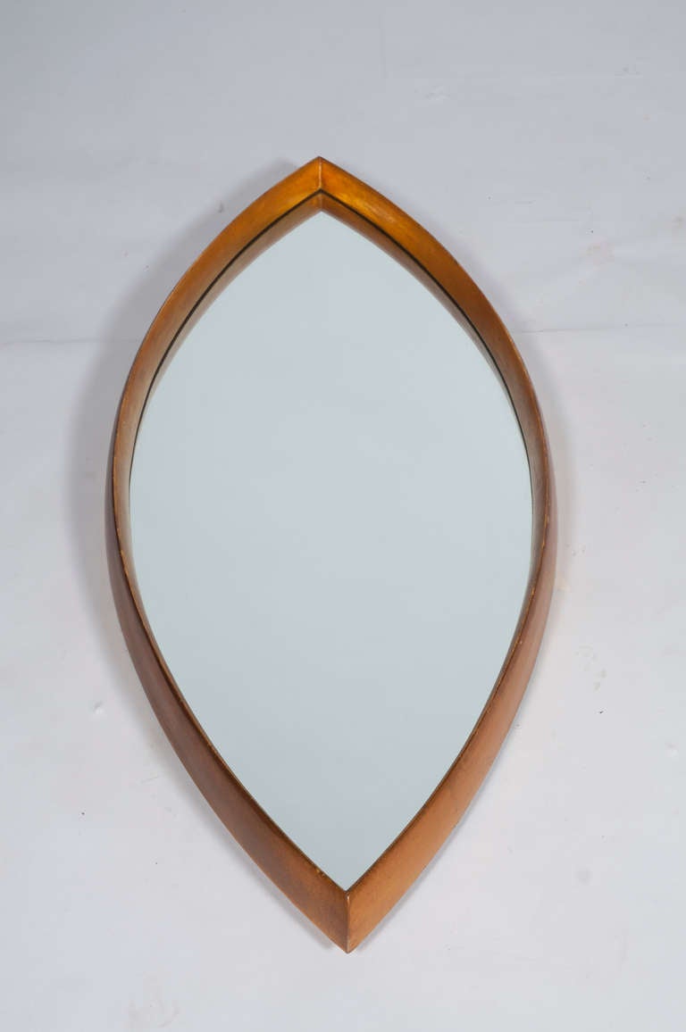 Interesting shape, great condition. Gold leaf over wood; flat mirror. Attributed to La Barge. 

See this item in our Brooklyn showroom, 61 Greenpoint Ave., Suite 312, Brooklyn, 11 a.m. to 5 p.m. Tuesday through Friday and by appointment.
