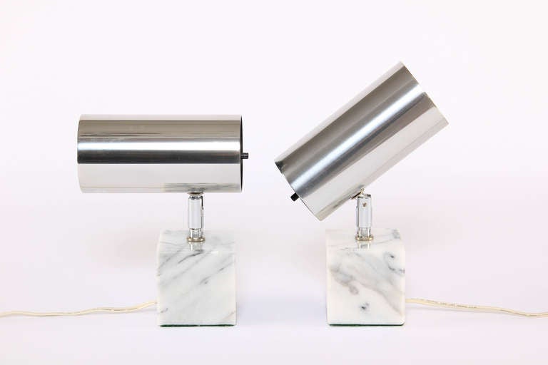 Pair of Robert Sonneman Marble-Base Spot Lights In Good Condition In Brooklyn, NY