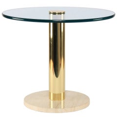 Pace Glass, Brass and Marble Side Table