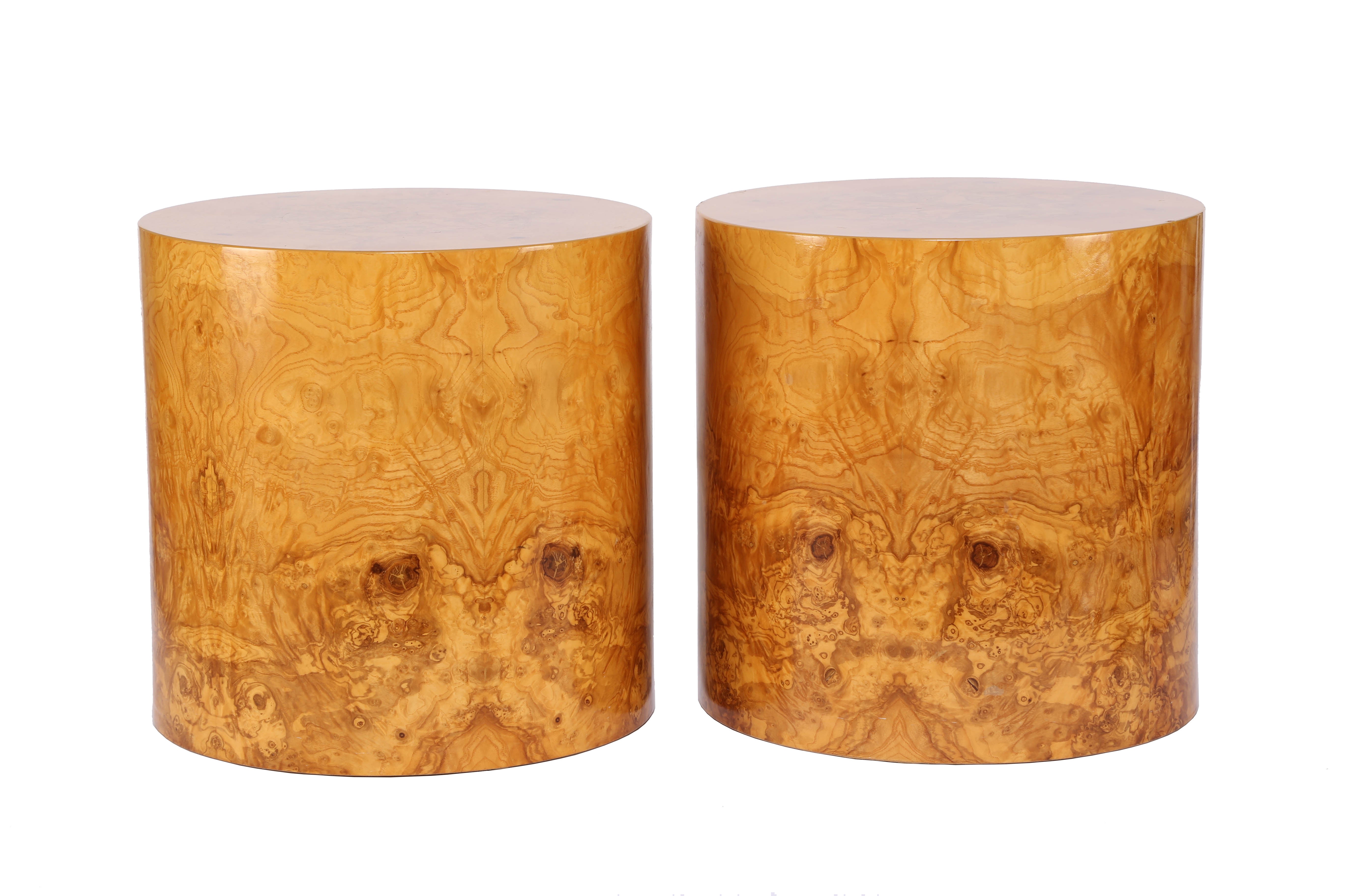 Matching Burl Drum Tables by Habitat