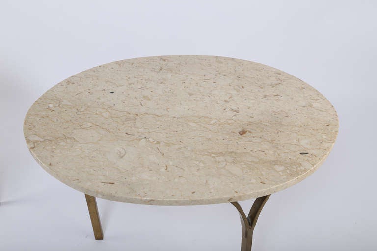 Italian Marble and Brass Side Tables In Good Condition In Brooklyn, NY