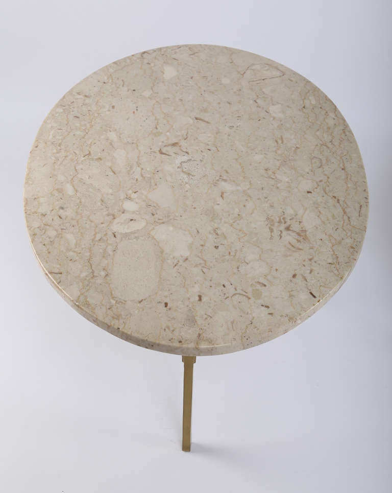 Mid-20th Century Italian Marble and Brass Side Tables