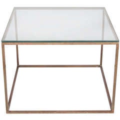 Milo Baughman Bronze and Glass End Table