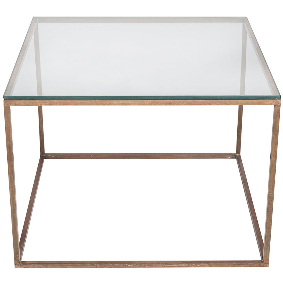 Milo Baughman Bronze and Glass End Table