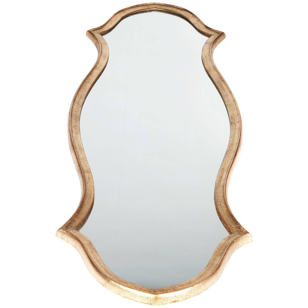 Extra-tall mirror with new gold-leaf and speckled finish. This item is in our Brooklyn showroom.