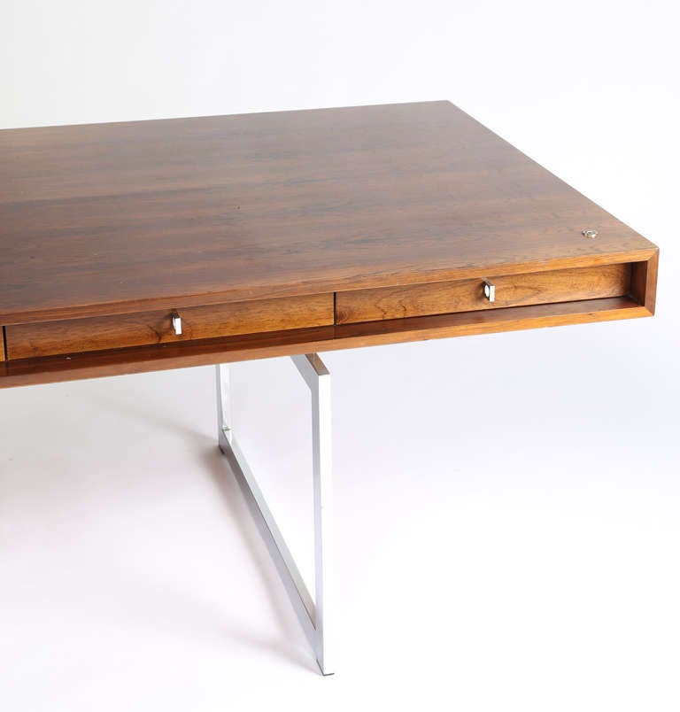 Rosewood and Chrome Desk by Bodil Kjaer 2