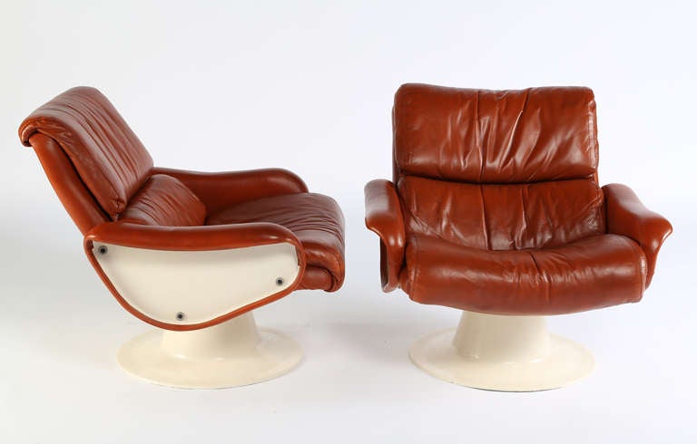 Pair of molded plastic, fiberglass and leather 