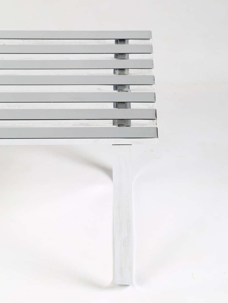 Late 20th Century Milo Baughman Slatted Chrome Bench