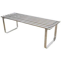 Milo Baughman Slatted Chrome Bench