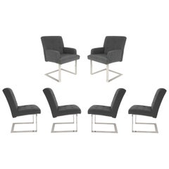 Set of Six 1970s Cantilevered Dining Chairs by Paul Evans for Directional