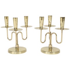 Pair of Solid Brass Candelabra by Tommi Parzinger, circa 1950s