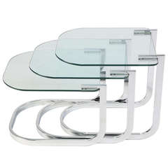 Glass and Chrome Nesting Tables by Design Institute of America