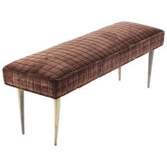 Upholstered Bench with Brass Legs