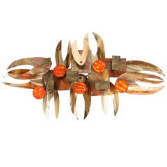 Brutalist, 1970s Wall Sculpture in Enamel and Brass 9