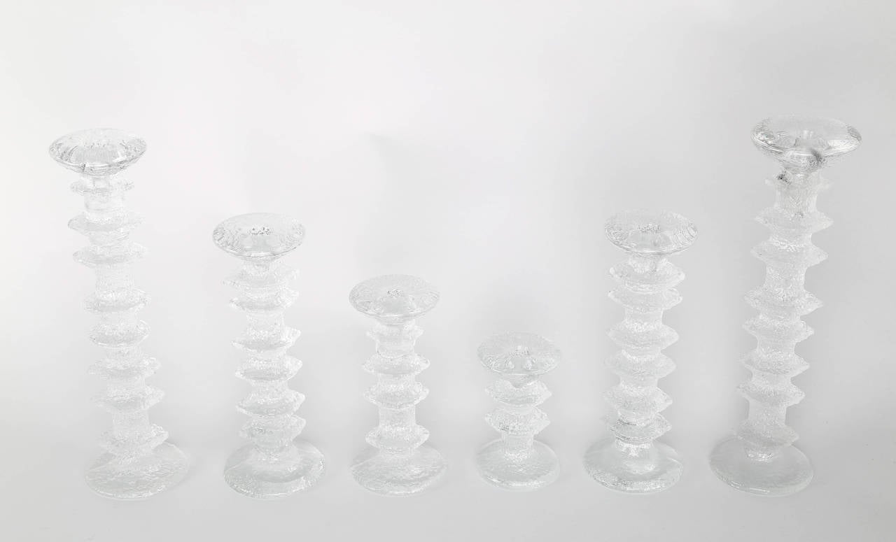 Molded Set of Vintage Glass Candlesticks by Timo Sarpaneva for Iittala