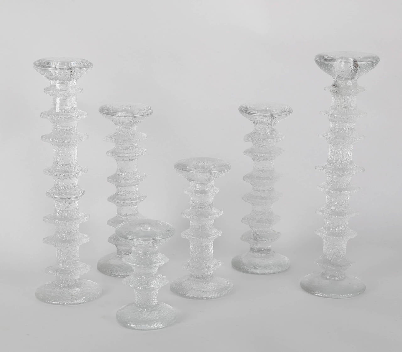 Art Glass Set of Vintage Glass Candlesticks by Timo Sarpaneva for Iittala