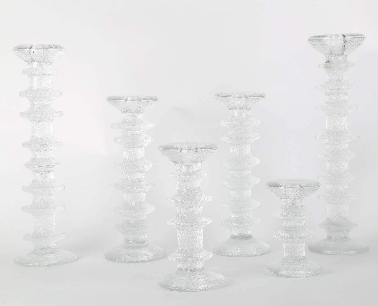 Mid-20th Century Set of Vintage Glass Candlesticks by Timo Sarpaneva for Iittala