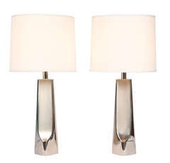 Laurel Chrome Table Lamps Designed by Maurizio Tempestini