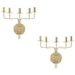 Pair of 1950s Tommi Parzinger Brass Wall Candelabras 12
