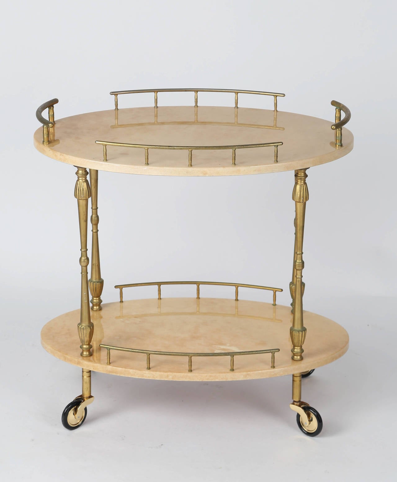 Petit Aldo Tura Goatskin and Brass Liquor Trolley