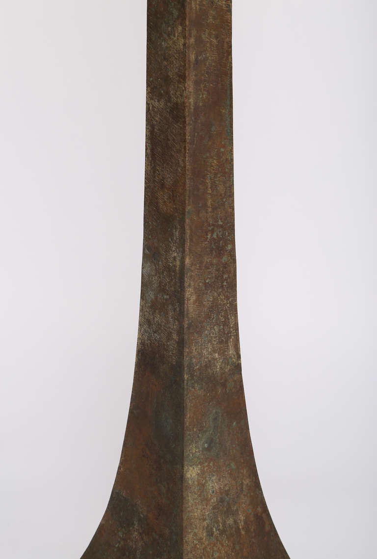 Solid Bronze Sculptural Floor Lamp in the Style of Hansen, circa 1960s In Excellent Condition In Brooklyn, NY