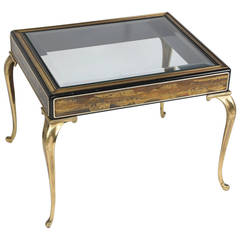 Used Brass and Acid-Etched Bronze Side Table by Bernhard Rohne for Mastercraft