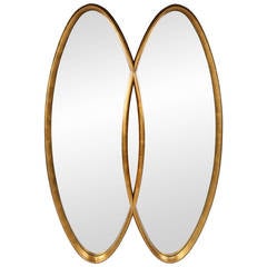 Vintage Double-Oval Gold Leaf Mirror by LaBarge