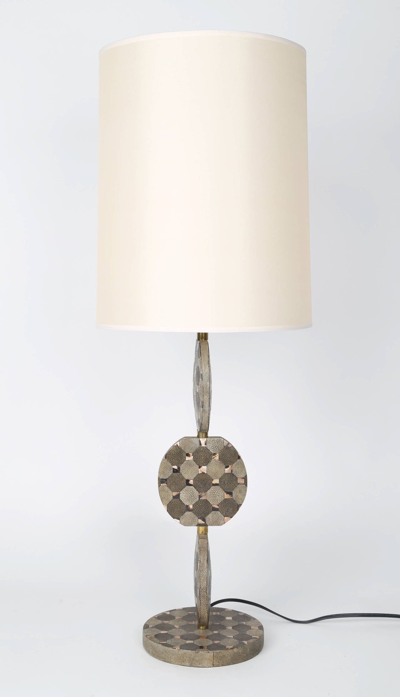 French Sculptural Table Lamp in Shagreen and Horn by R & Y Augousti, circa 1980s For Sale