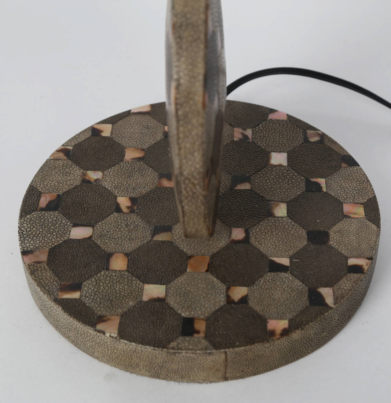 Brass Sculptural Table Lamp in Shagreen and Horn by R & Y Augousti, circa 1980s For Sale