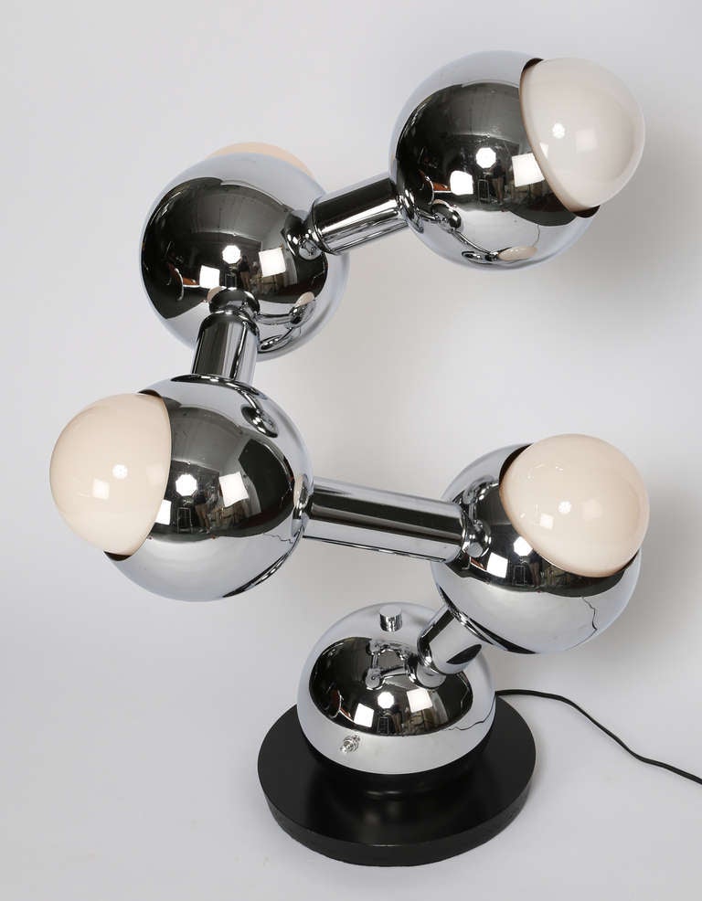 Steel 1970s Chrome Adjustable Molecular Table Lamp