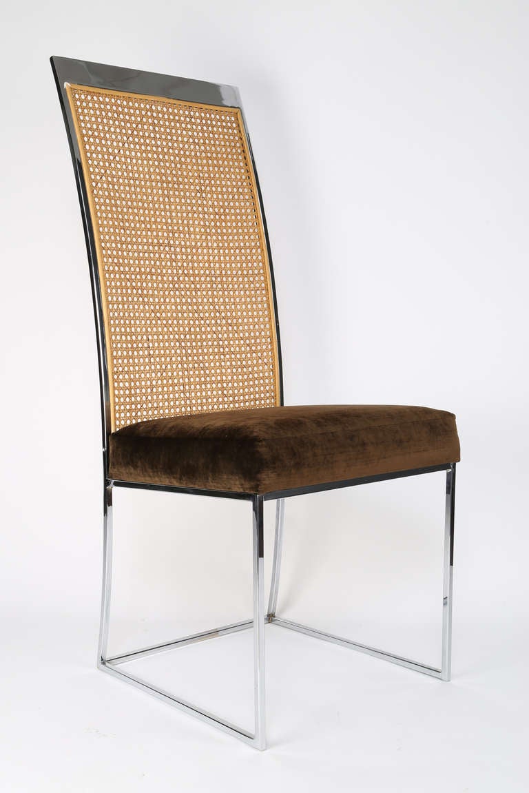 Milo Baughman Cane-Back Dining Chairs In Excellent Condition In Brooklyn, NY