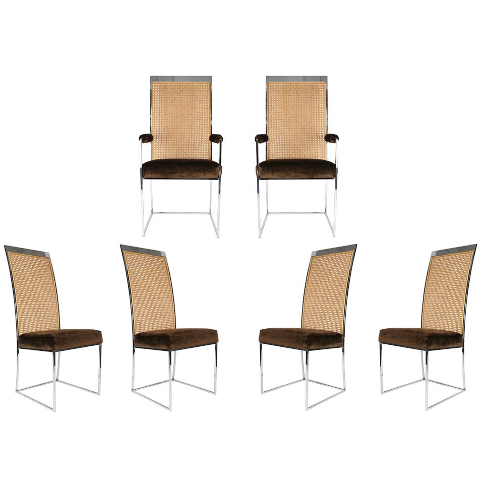 Milo Baughman Cane-Back Dining Chairs