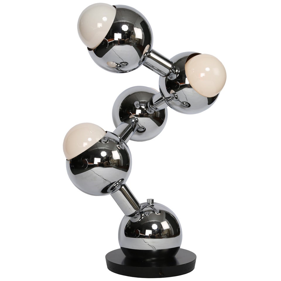 1970s Chrome Adjustable Molecular Table Lamp