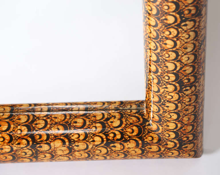 American Stunning Batik-Wrapped Console and Mirror, Circa 1970s