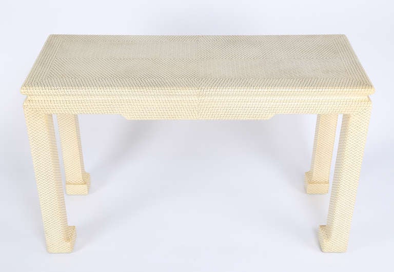 American Karl Springer Embossed 1970s Console Table