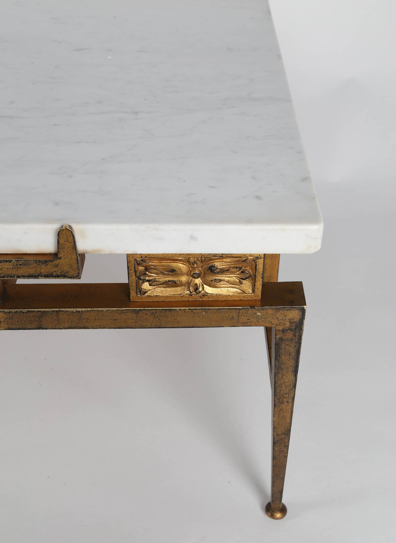 Mid-20th Century Solid Bronze, Gold Leaf and Marble Cocktail Table by Arturo Pani