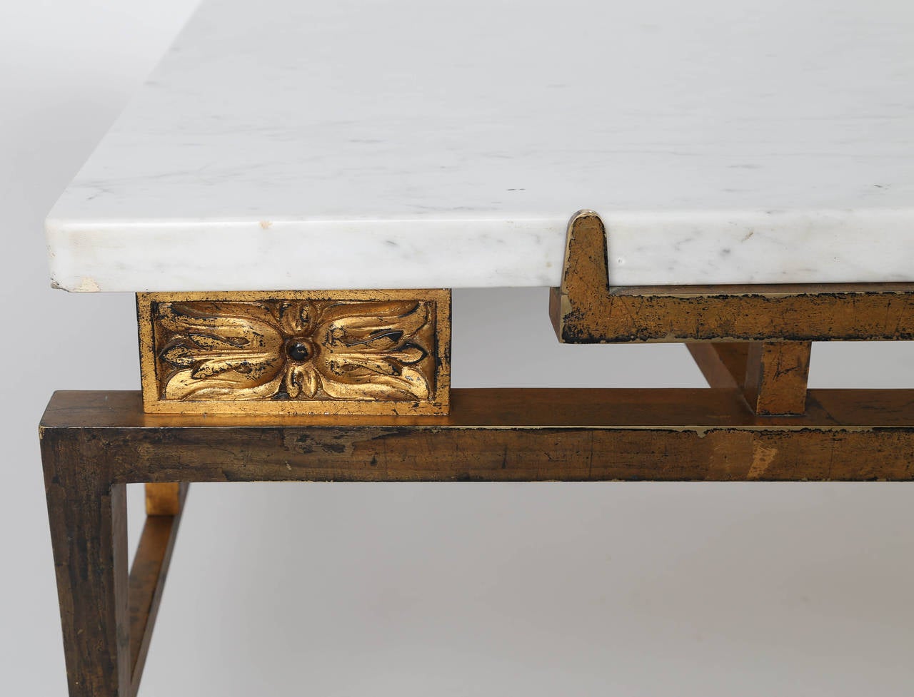 Solid Bronze, Gold Leaf and Marble Cocktail Table by Arturo Pani In Good Condition In Brooklyn, NY