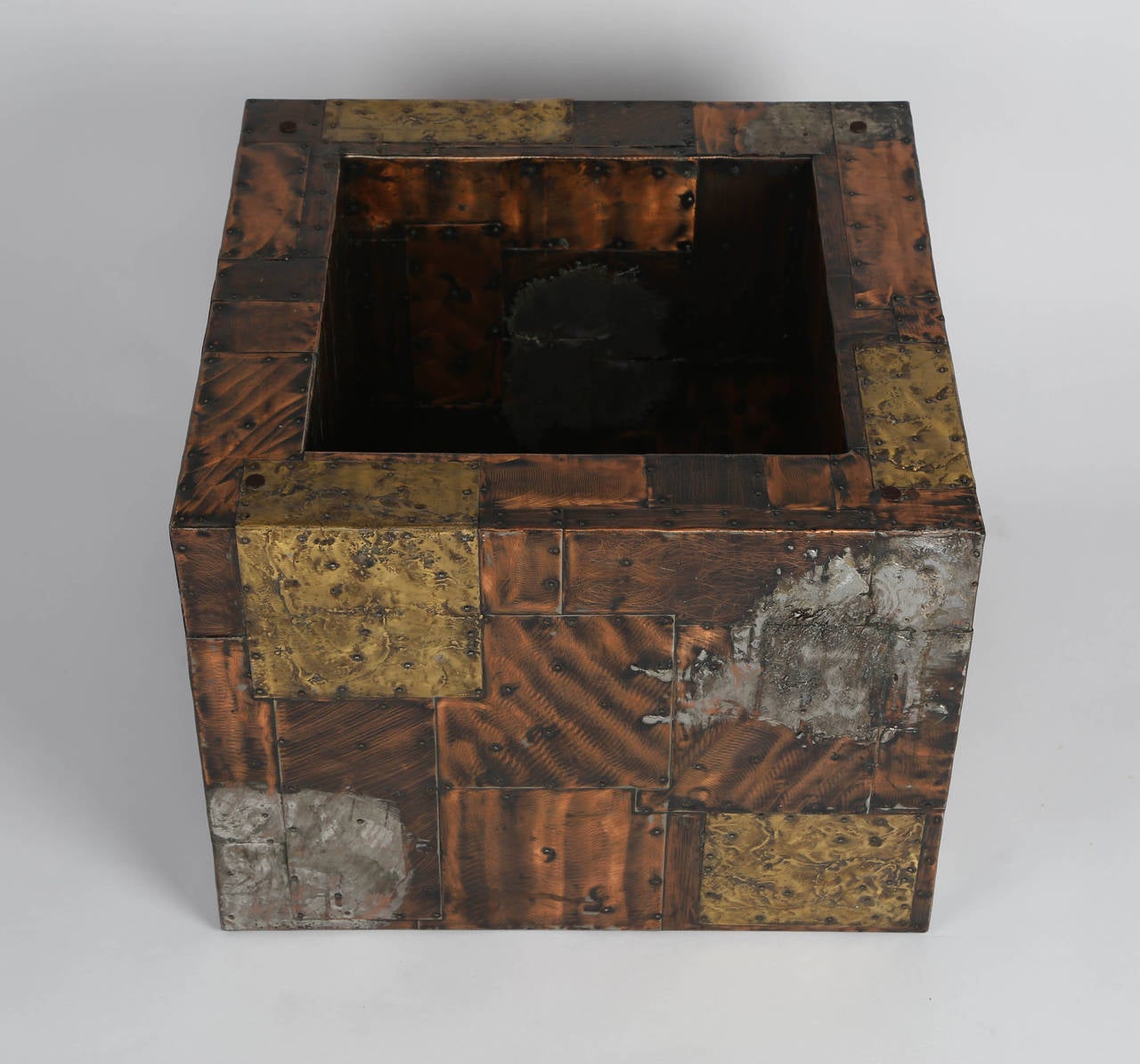 Paul Evans Pewter, Brass and Copper Patchwork Cocktail Table, circa 1970s 2