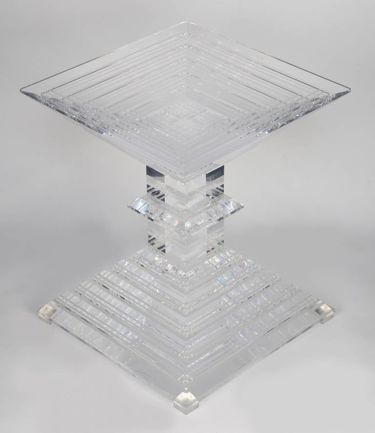 American Stacked-Lucite Side Table