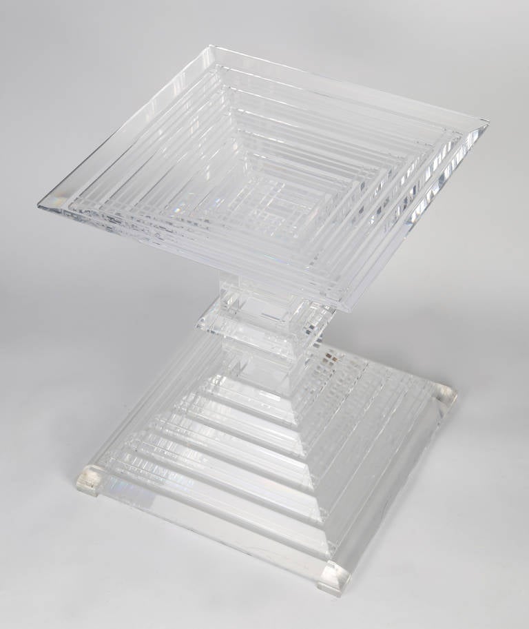 Stacked-Lucite Side Table In Excellent Condition In Brooklyn, NY