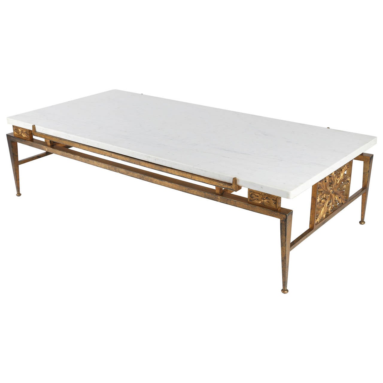 Solid Bronze, Gold Leaf and Marble Cocktail Table by Arturo Pani at 1stDibs