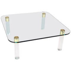 1970s Brass, Glass and Lucite Cocktail Table by Pace
